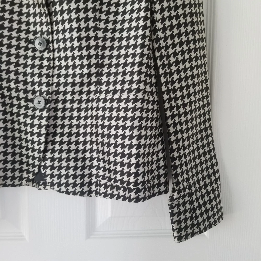 Ralph Lauren Silk Black & White Houndstooth Jacket - Picture 4 of 9